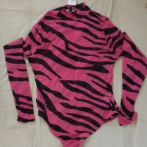 Animal Print Fine Mesh Bodysuit